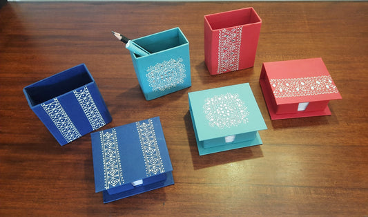 colourful handmade paper stationery set