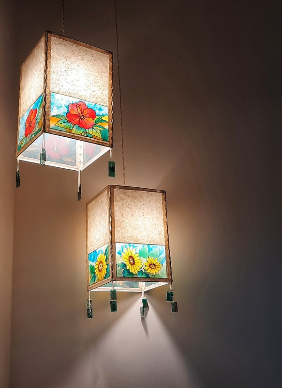 stained glass art designer hanging lampshades