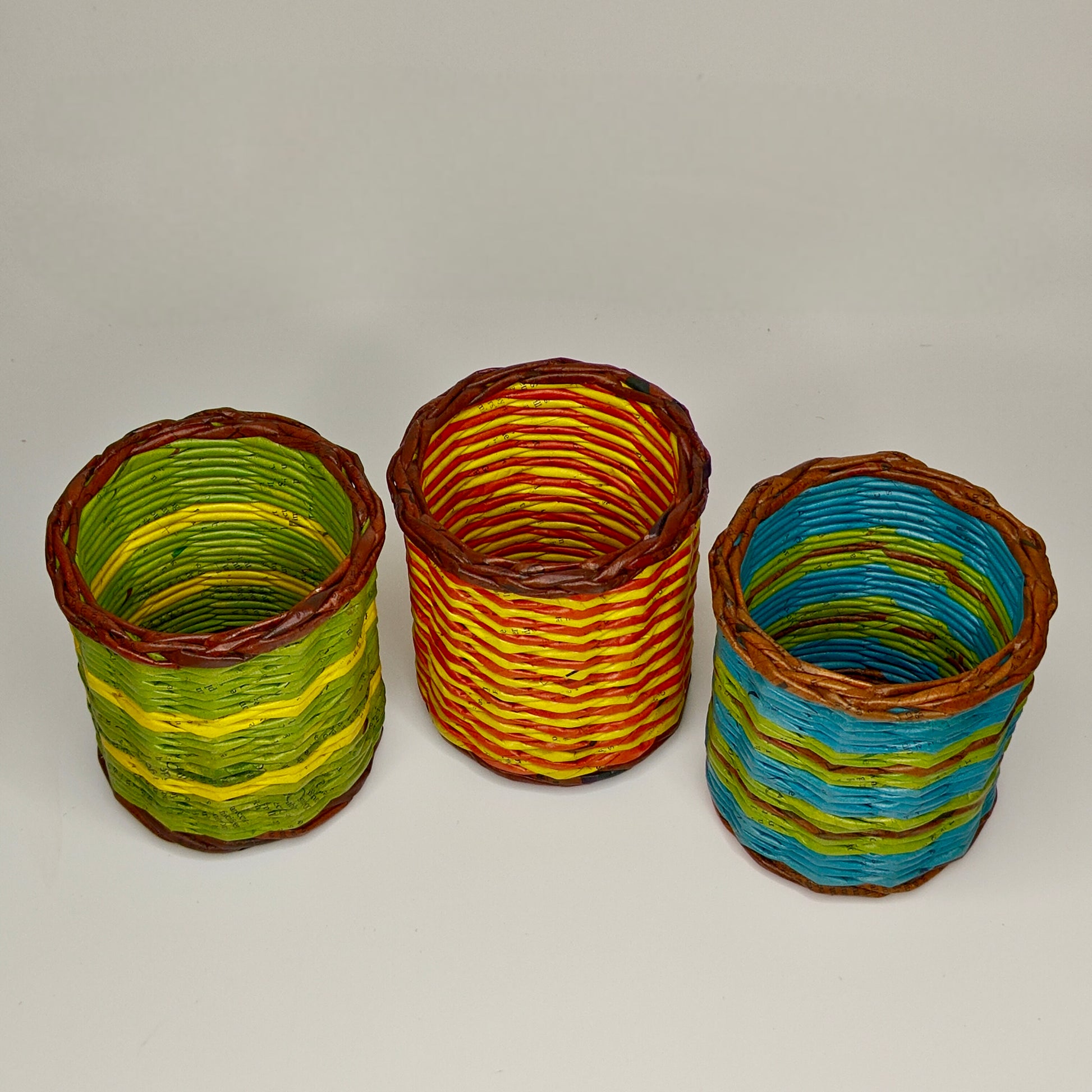 muticoloured handmade newspaper table decor