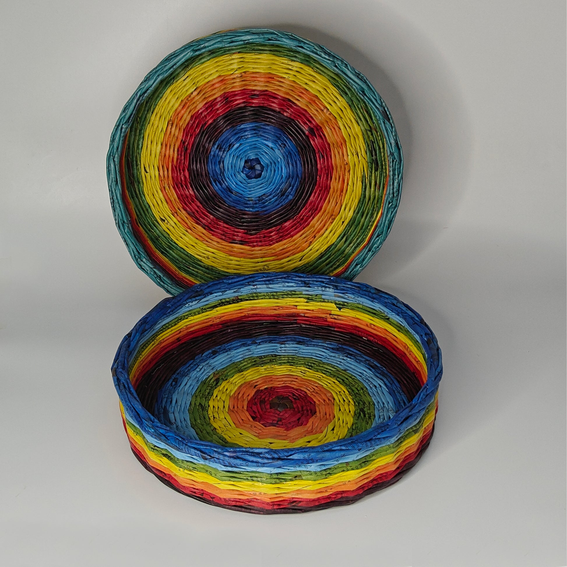 recycled creative newspaper rainbow trays by navavihan