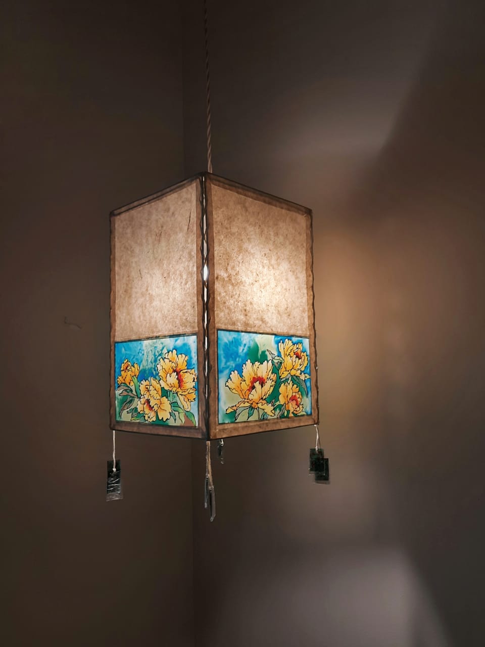 Garden Fresh Peonies Hanging Lampshade