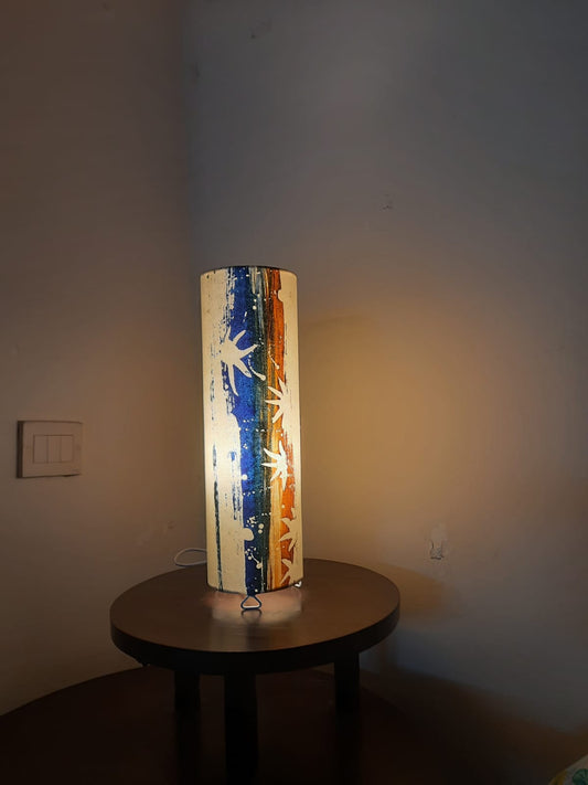 Handcrafted Blue Batik Art Large Table Lamp