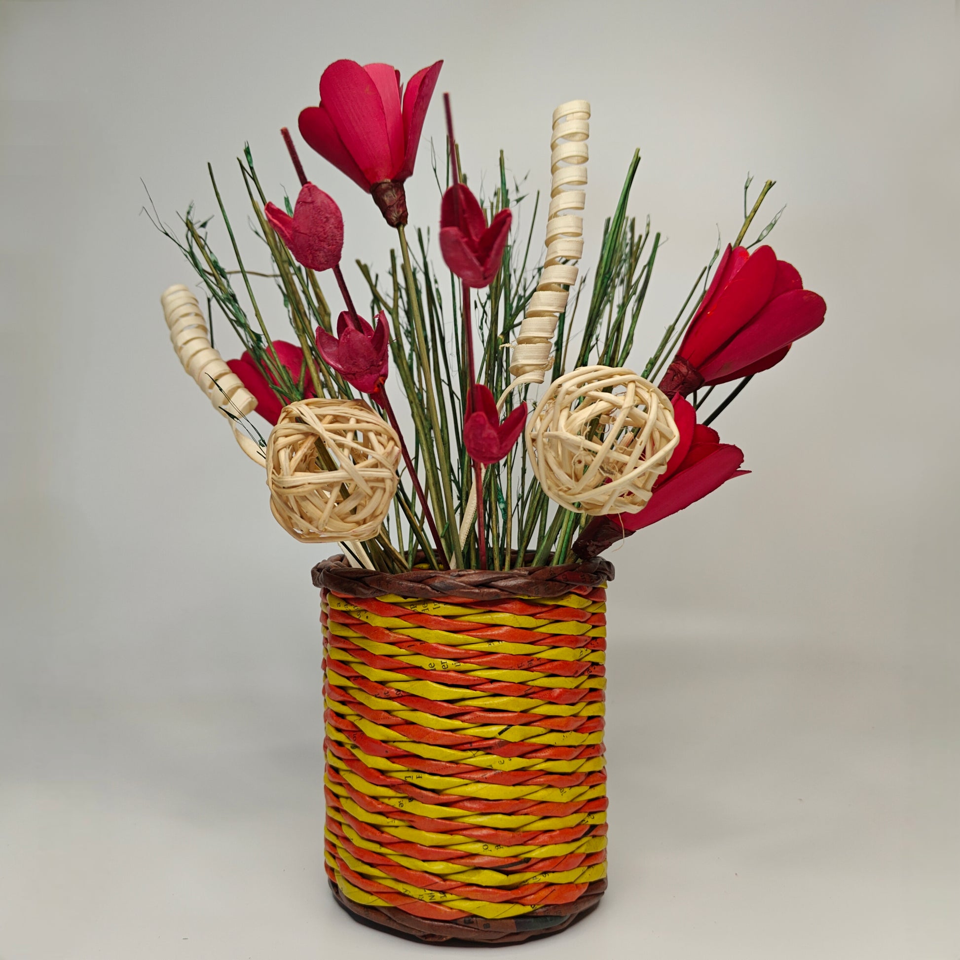 newspaper created handcrafted flower holder