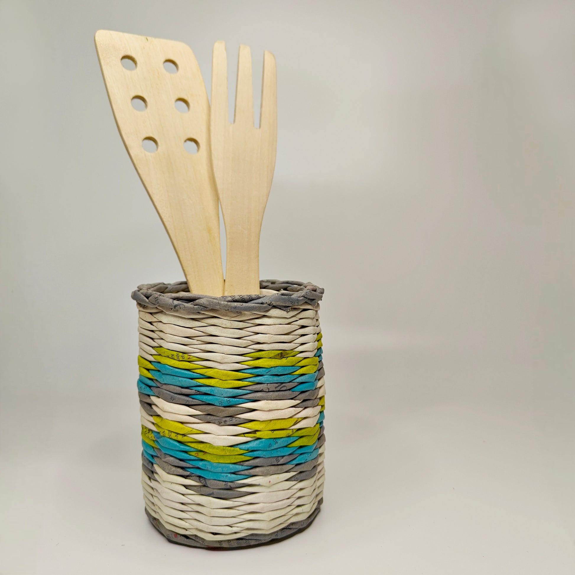 re purposed multi hued kitchen organizer