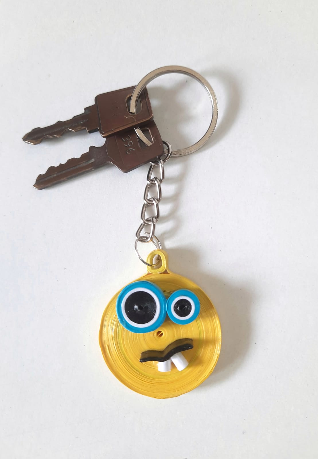 Funny Face Paper Quilled Handmade Keychain