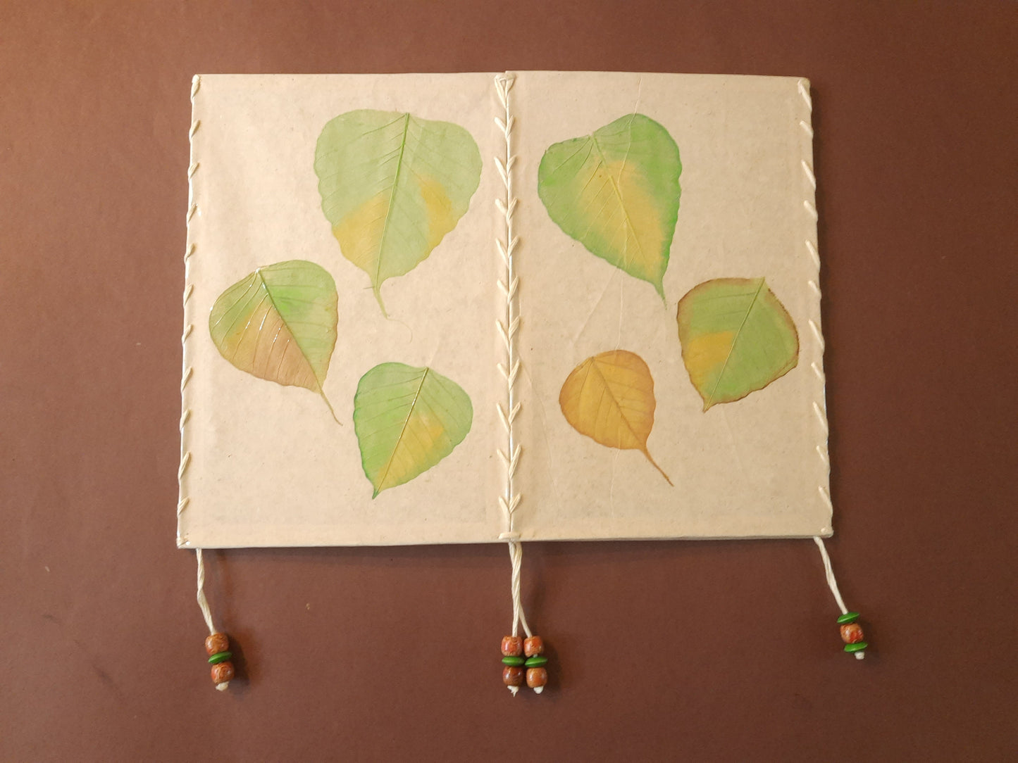 Hanging Lampshade with Painted Natural Peepal Leaves