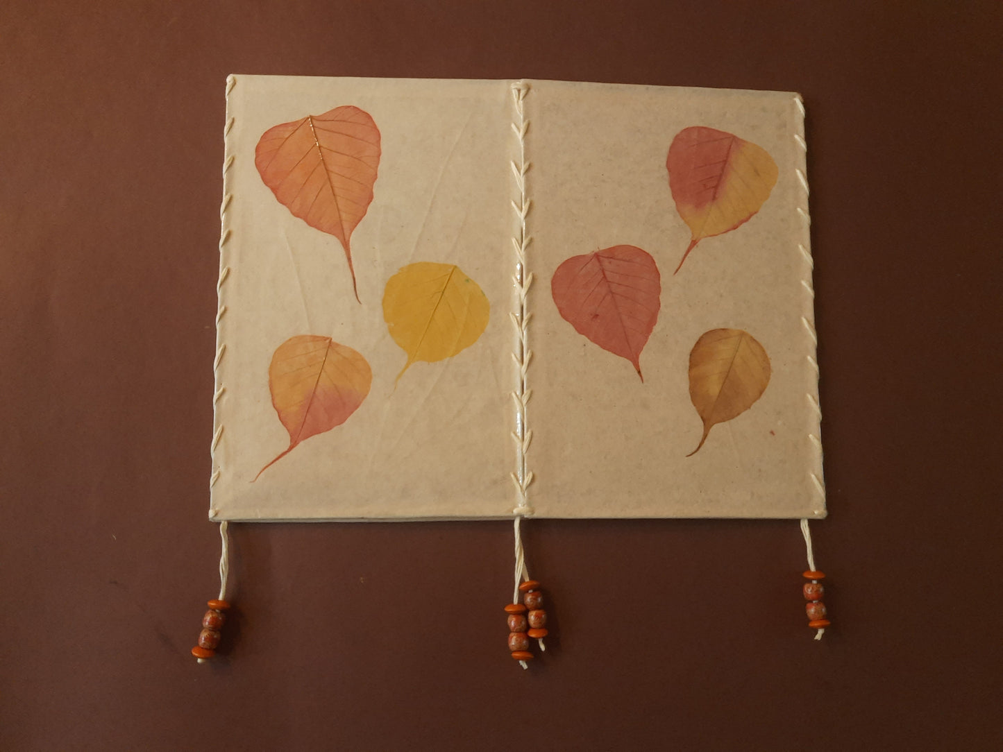 Hanging Lampshade with Painted Natural Peepal Leaves
