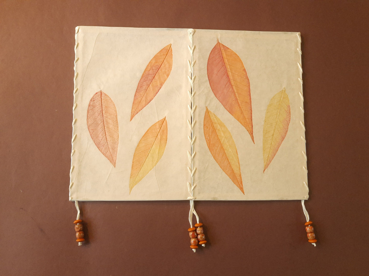 Hanging Lampshade with Painted Natural Champa Leaves