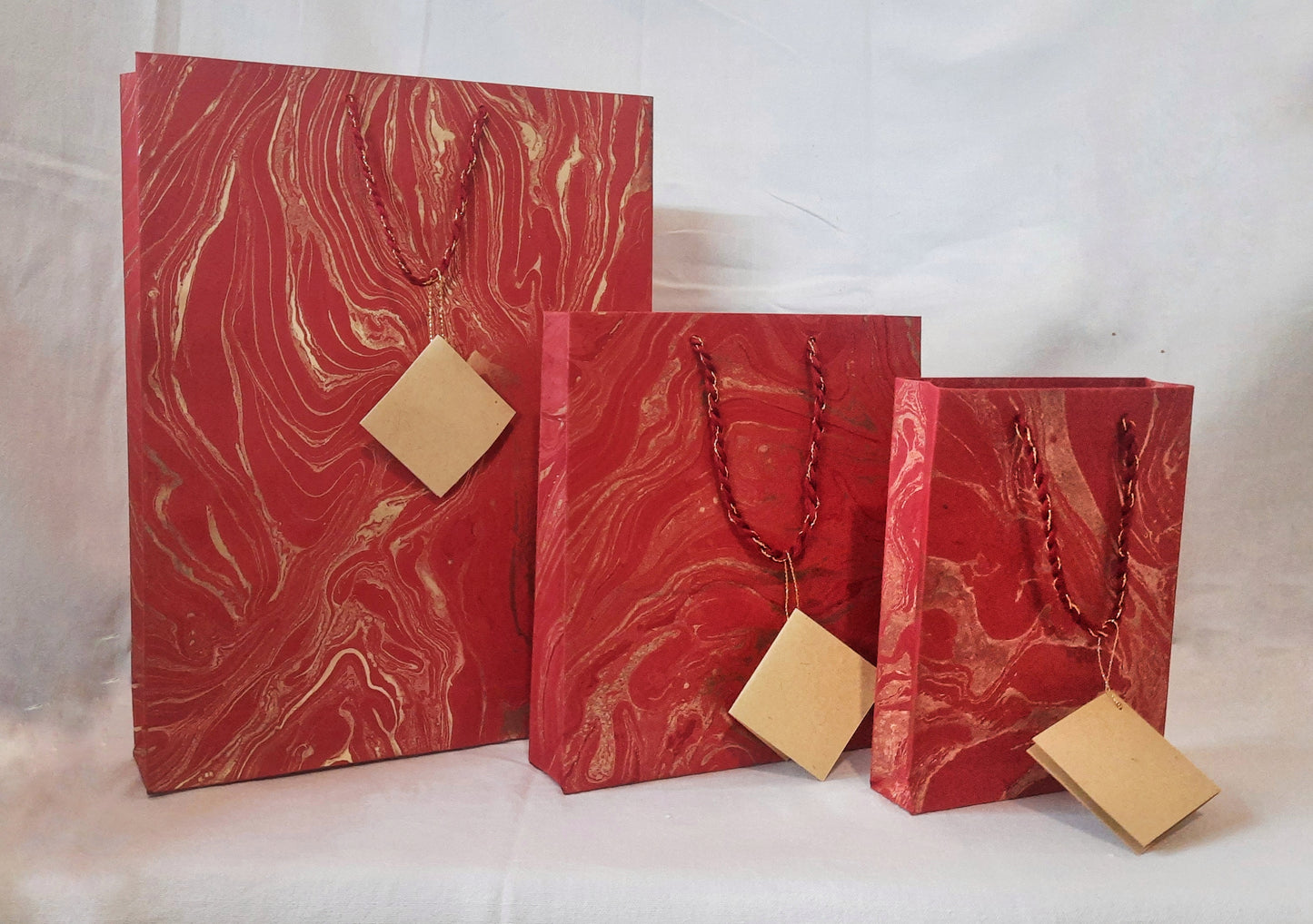 Hand designed Marbled Gift Bags in vibrant shades of Handmade Paper