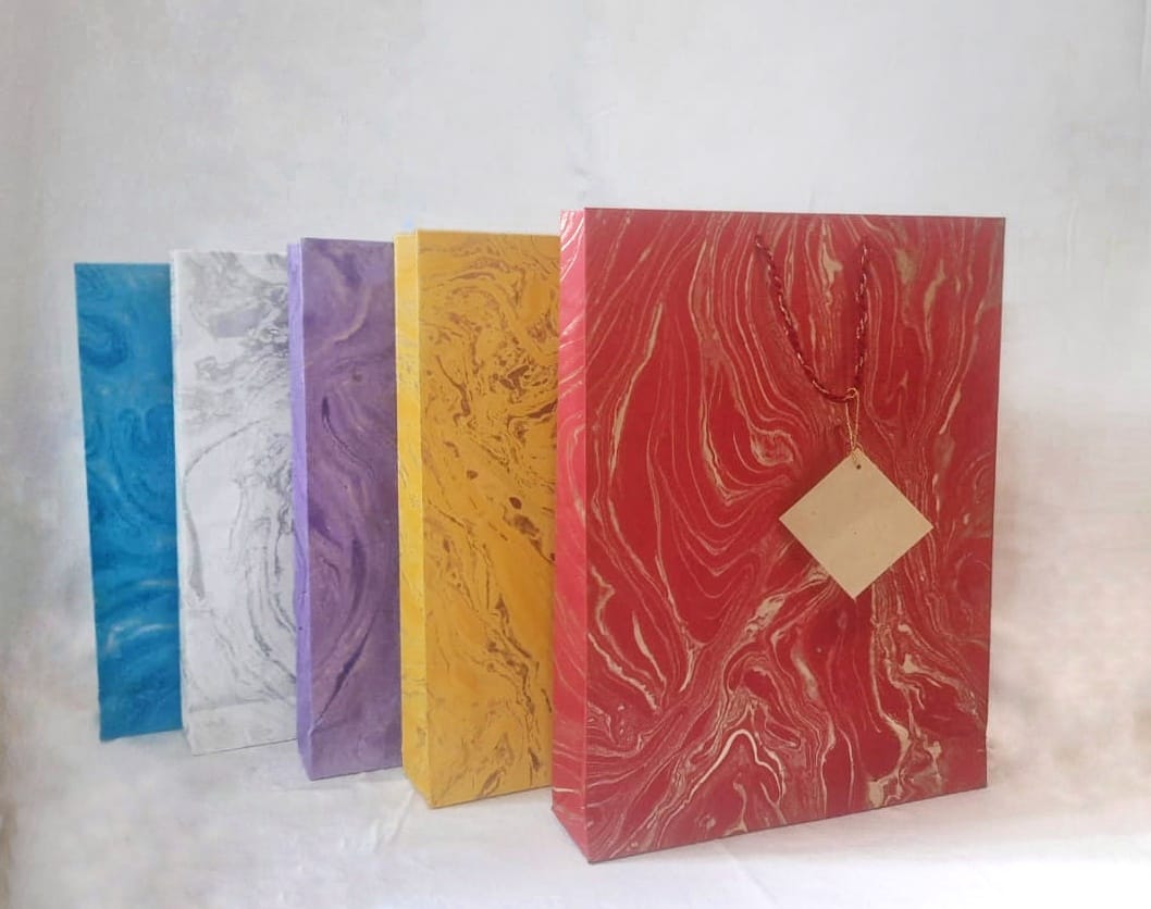 Hand Crafted Marbled Paper Large Gift Bags