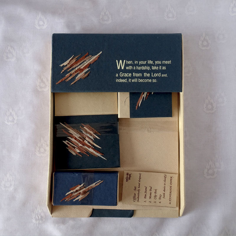 Office Set - Wood Shave Design - Blue - Desk Organizer