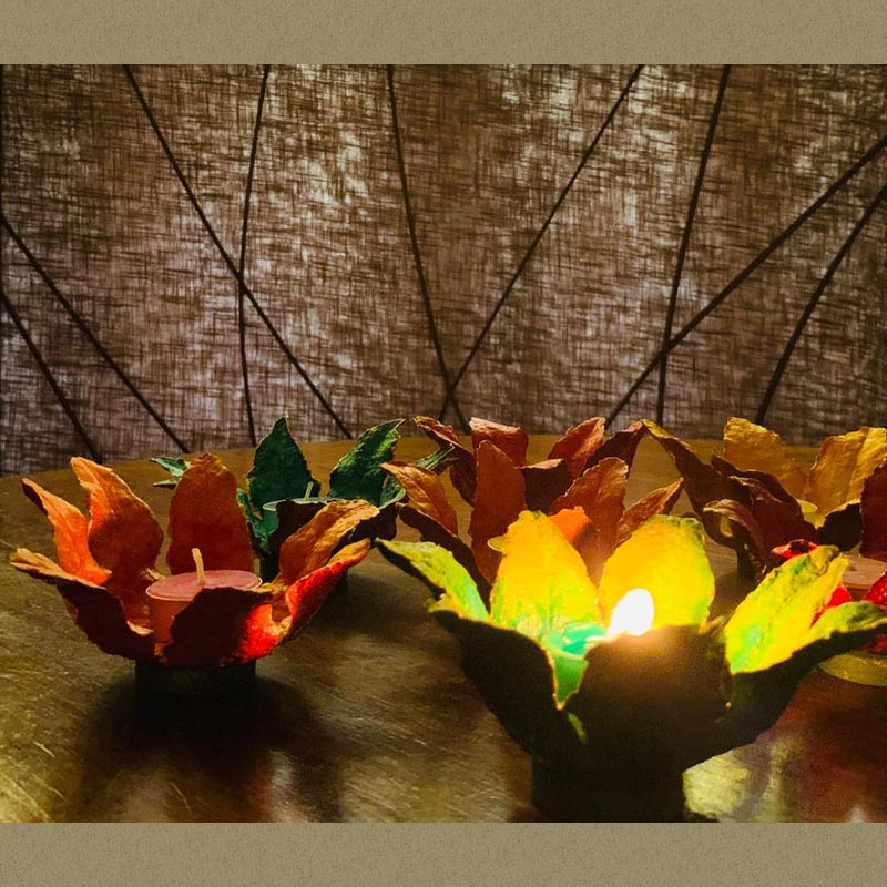 Flower Candle Stand made with Wood-Free Paper Pulp