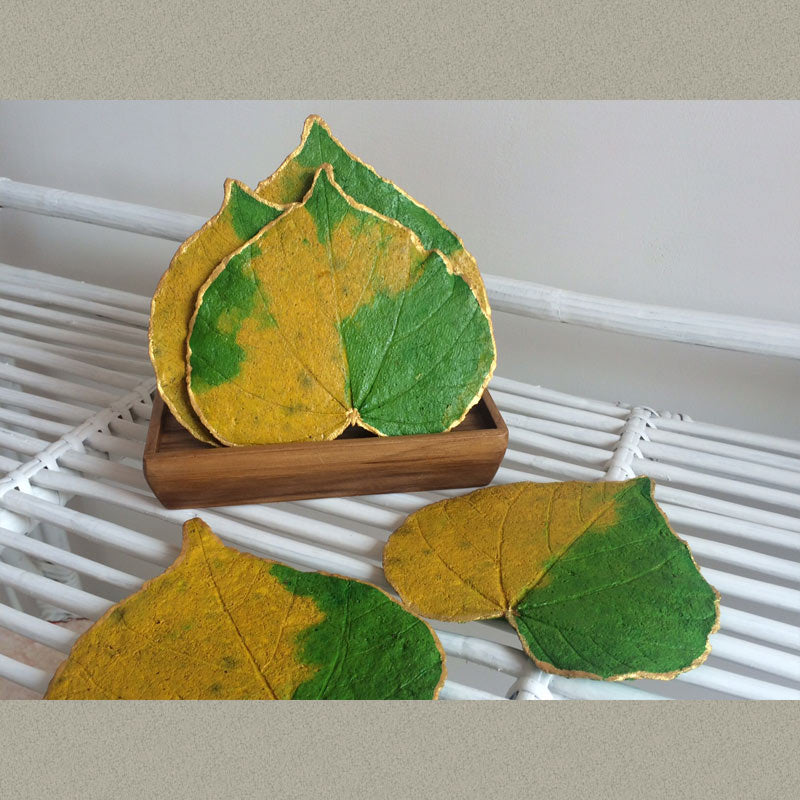 Napkin/Coaster Stand for Dining Table - Leaf shaped in Wood-Free Paper Pulp