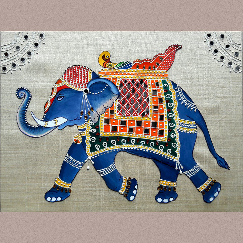 Elephant Wall Décor - Hand painted and decorated with mirrors