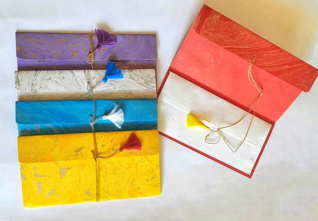 Handmade Paper Marbled Gift Envelopes