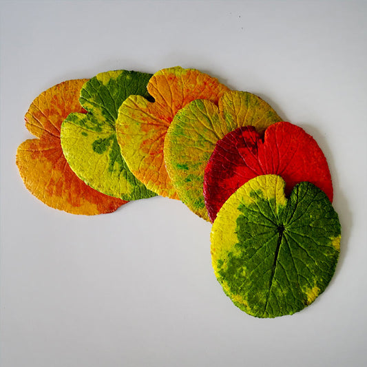 set of 6 handmade coasters. paper pulp table decor.