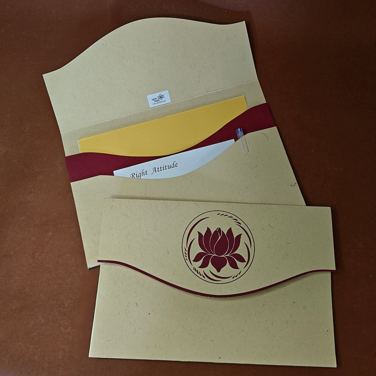 Maroon Handmade Paper Lotus Docket