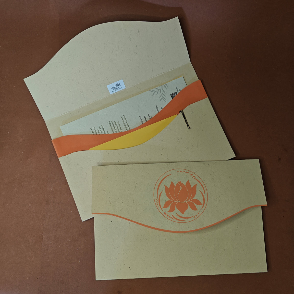 Orange Handmade Paper Lotus Docket