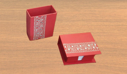 red mirror and chalk designed office set