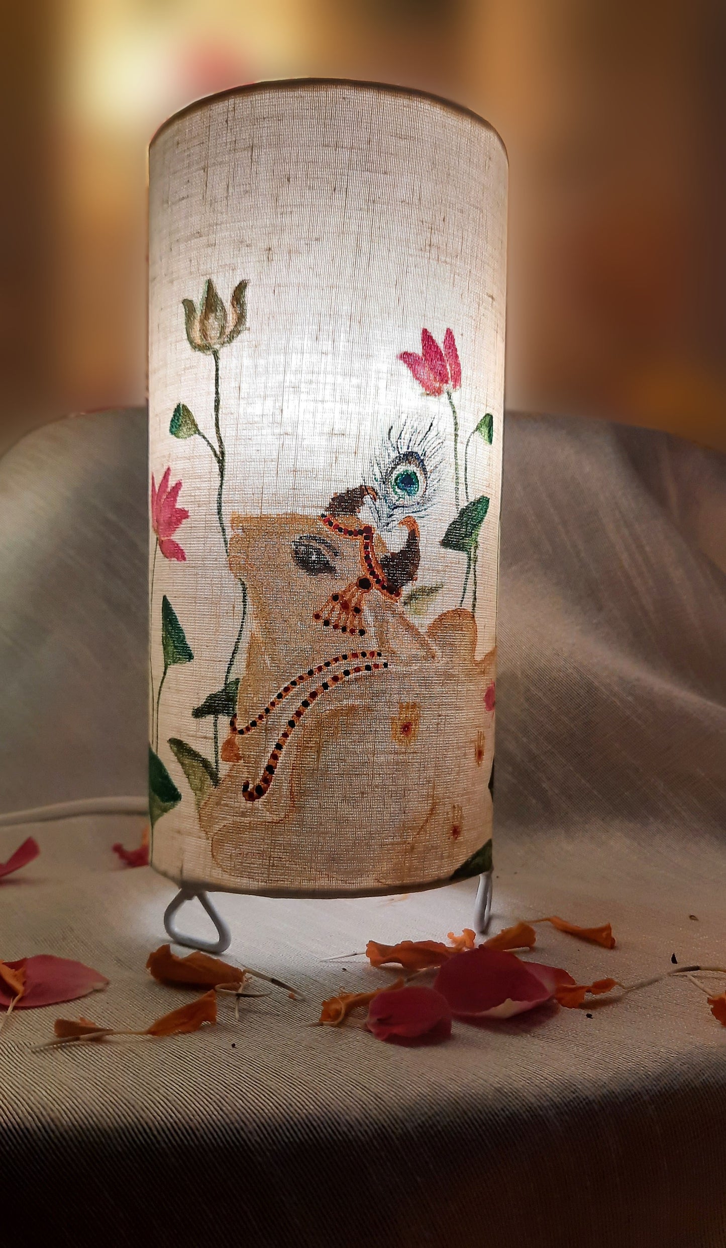 Pure Devotion Pichwai Art Hand-painted Table Lamp
