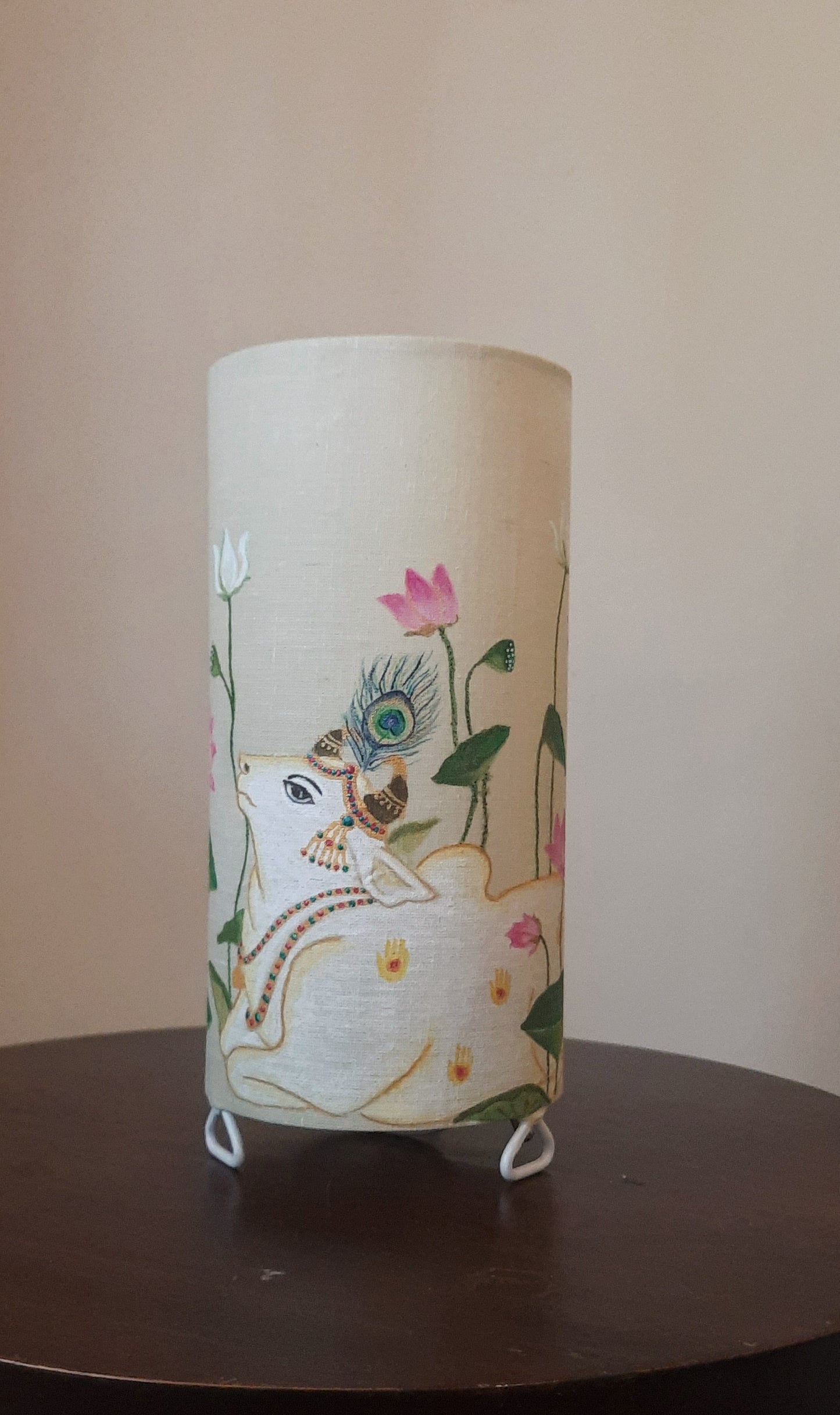 Pure Devotion Pichwai Art Hand-painted Table Lamp