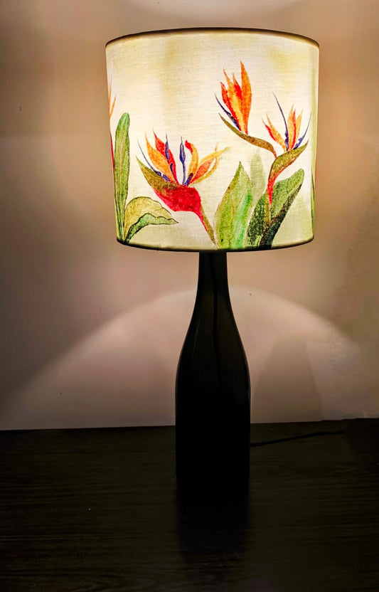 Table Lamp with Hand-Painted Heliconias