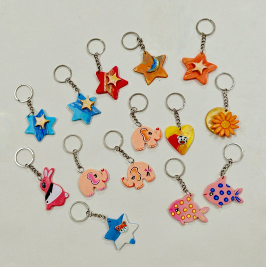 Whimsy Multicolor Key Chains With Fun Design Handcrafted From Eco-Pulp