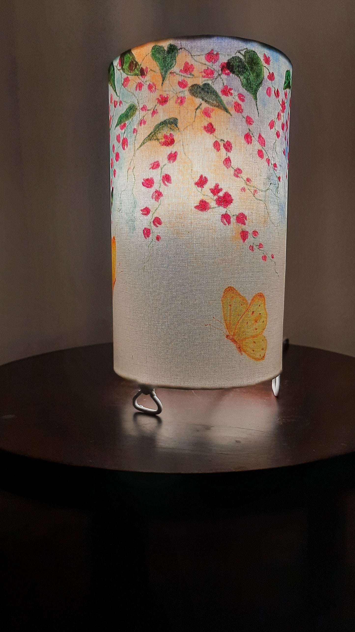 Exotic Coral Vine Hand-Painted Table Lamp