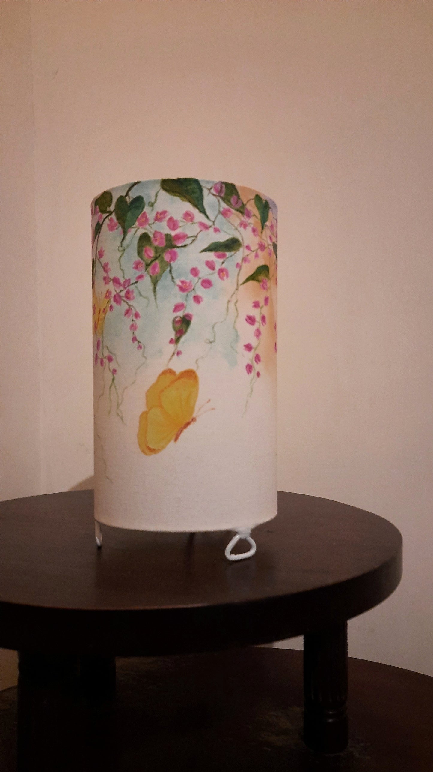 Exotic Coral Vine Hand-Painted Table Lamp