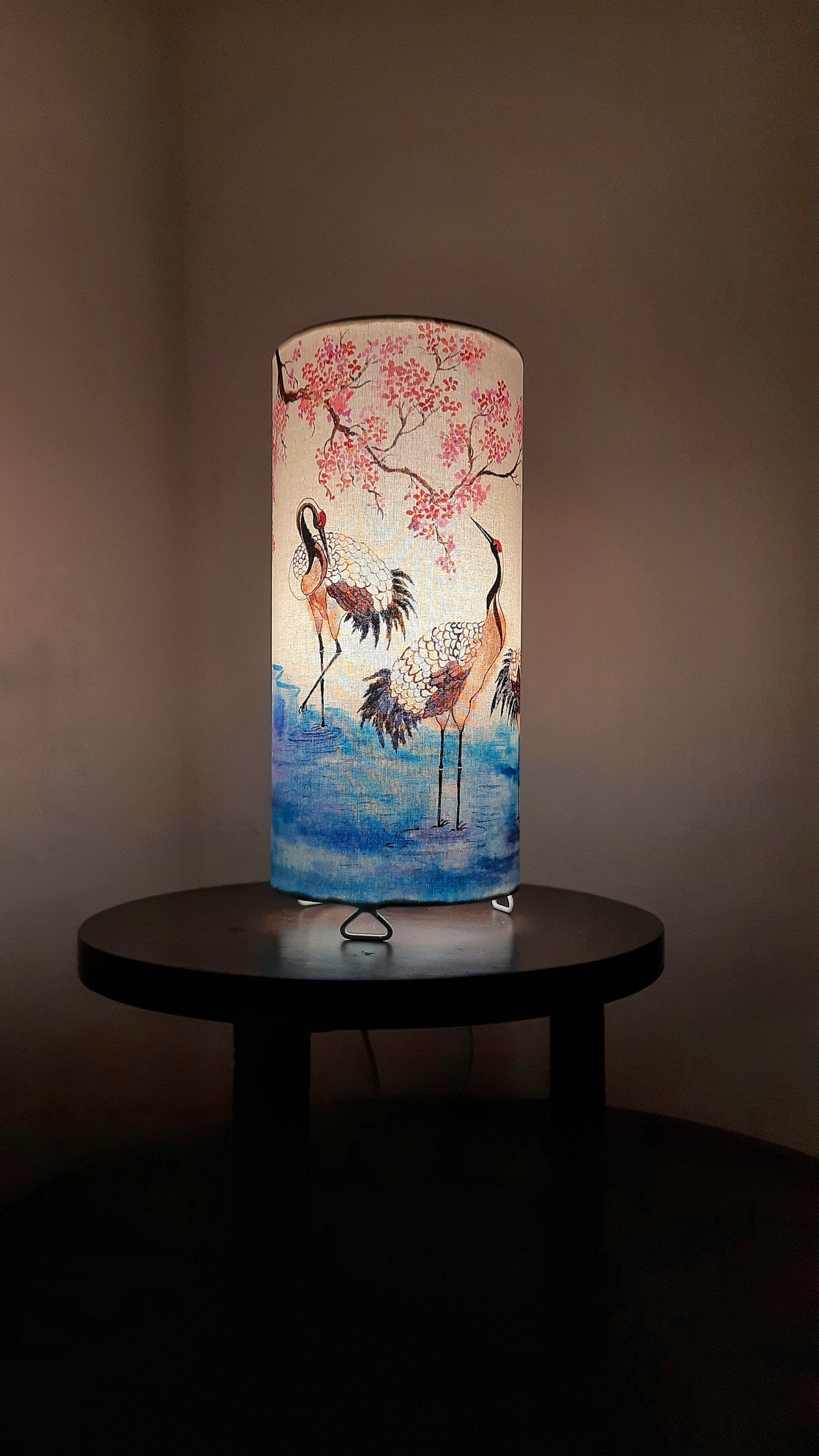 Graceful Cranes Hand-painted Table Lamp