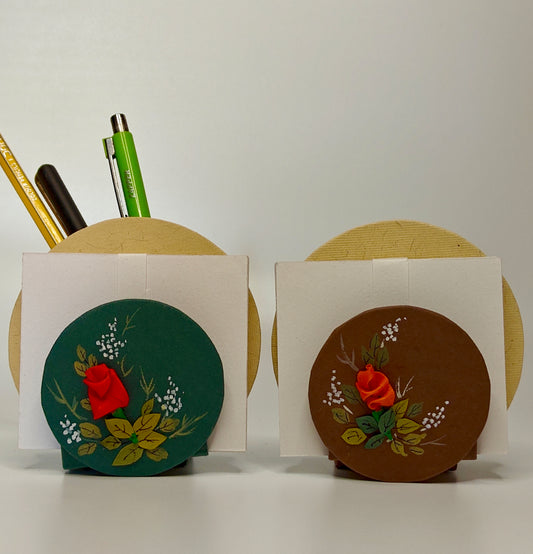 recycled paper children chit paper and pen holder