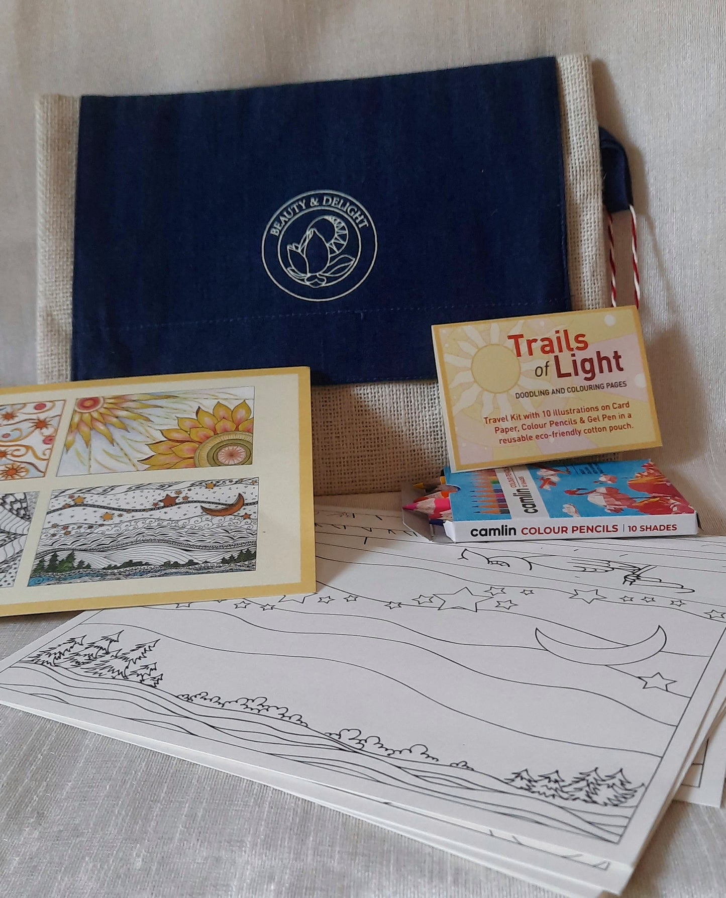 Trails Of Light - Doodling & Colouring Travel Kit for Kids & Adults