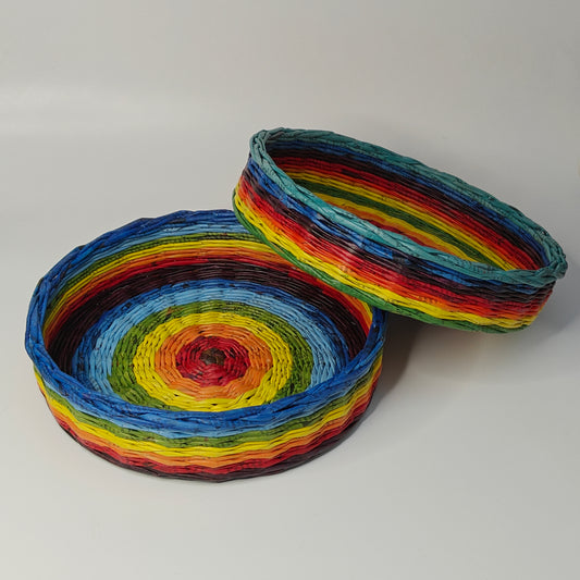 colourful tableware handcrafted with upcycled newspaper