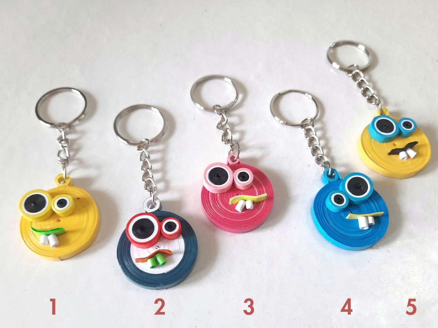 Funny Face Paper Quilled Handmade Keychain