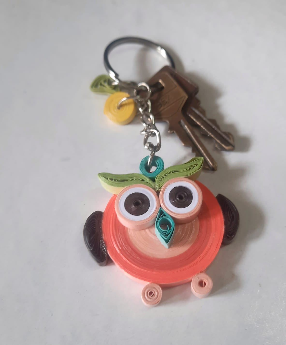 Paper Quilled Handcrafted Fun Owl Keyring