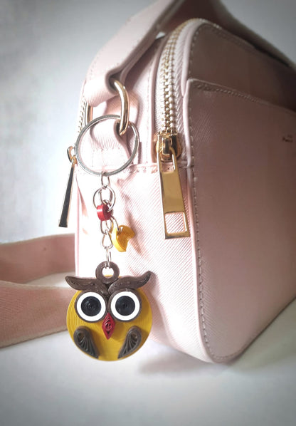 Paper Quilled Handcrafted Fun Owl Keyring