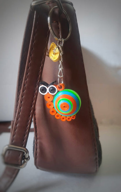 Snail Paper Quilled Fun Designed Keychain