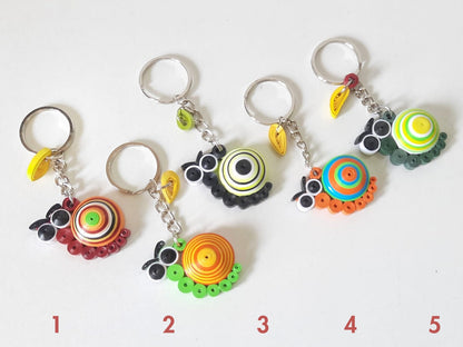 Snail Paper Quilled Fun Designed Keychain