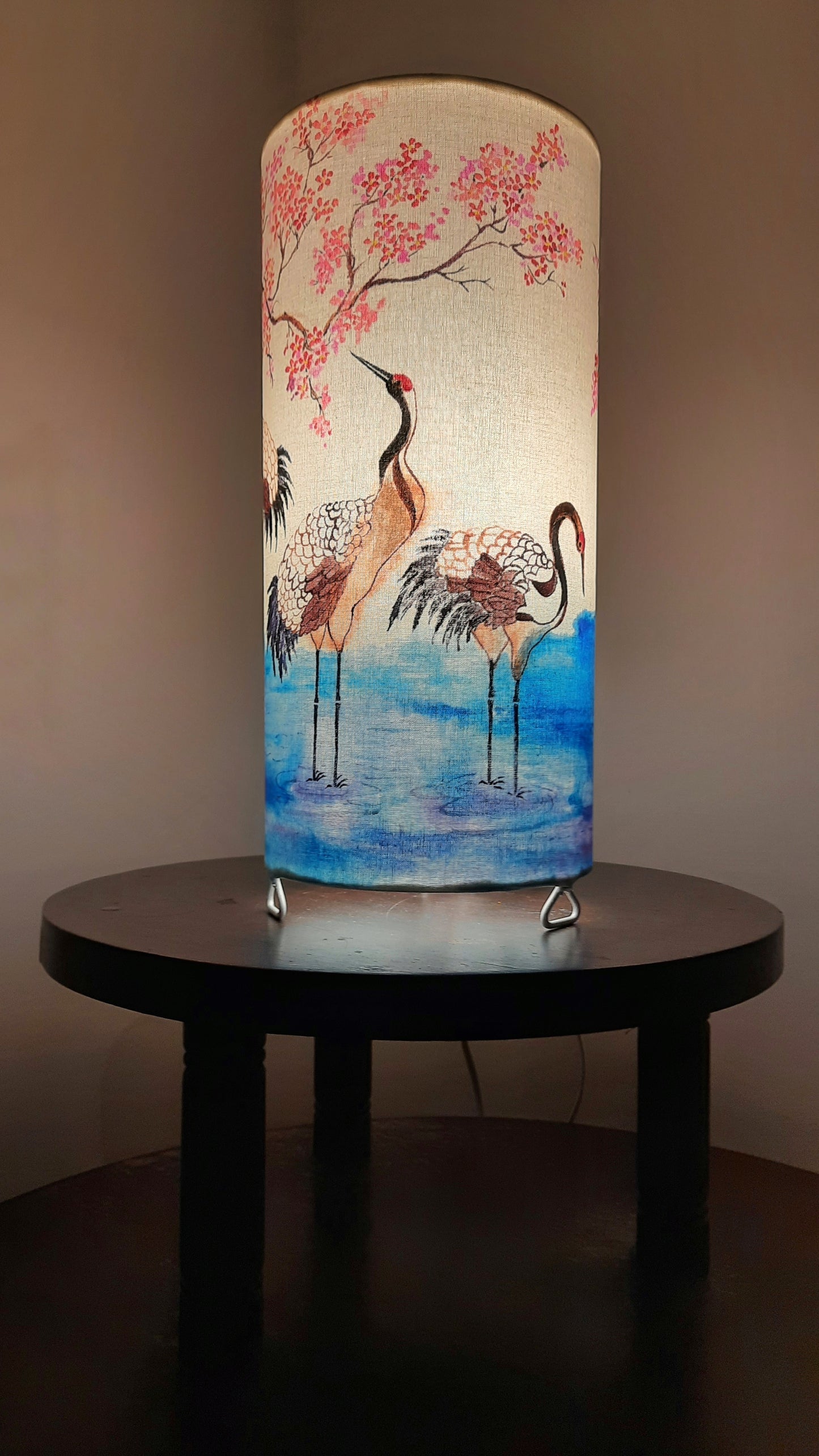 Graceful Cranes Hand-painted Table Lamp