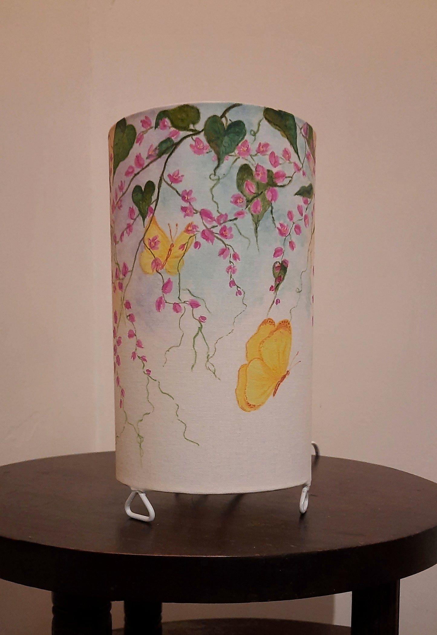 Exotic Coral Vine Hand-Painted Table Lamp