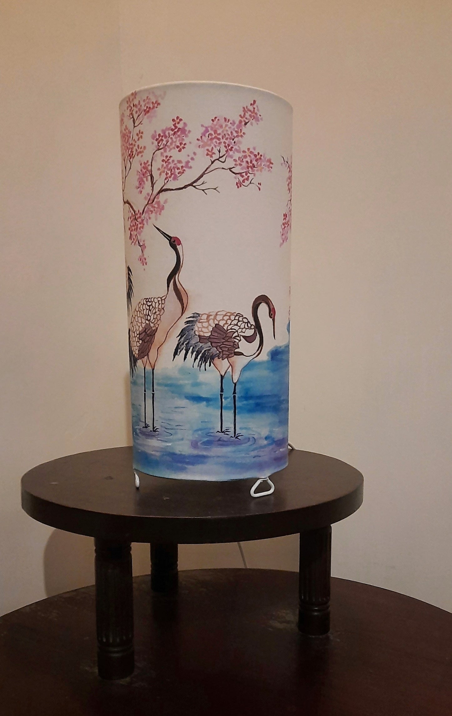 Graceful Cranes Hand-painted Table Lamp