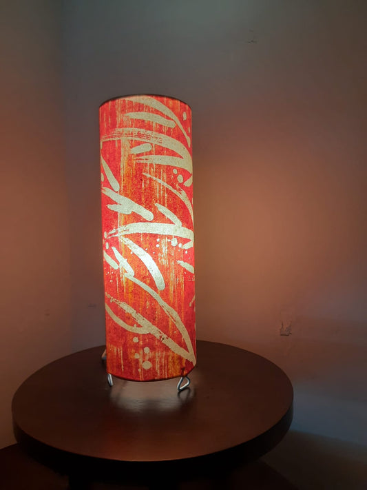 Recycled Red Batik Art Large Table Lamp