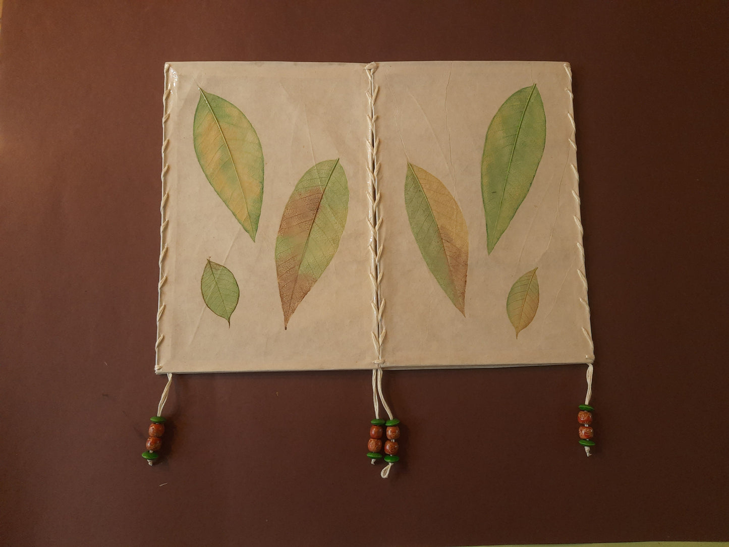 Hanging Lampshade with Painted Natural Champa Leaves