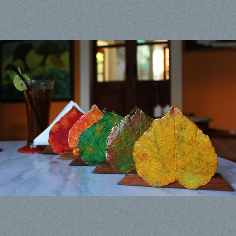 Napkin/Coaster Stand for Dining Table - Leaf shaped in Wood-Free Paper Pulp