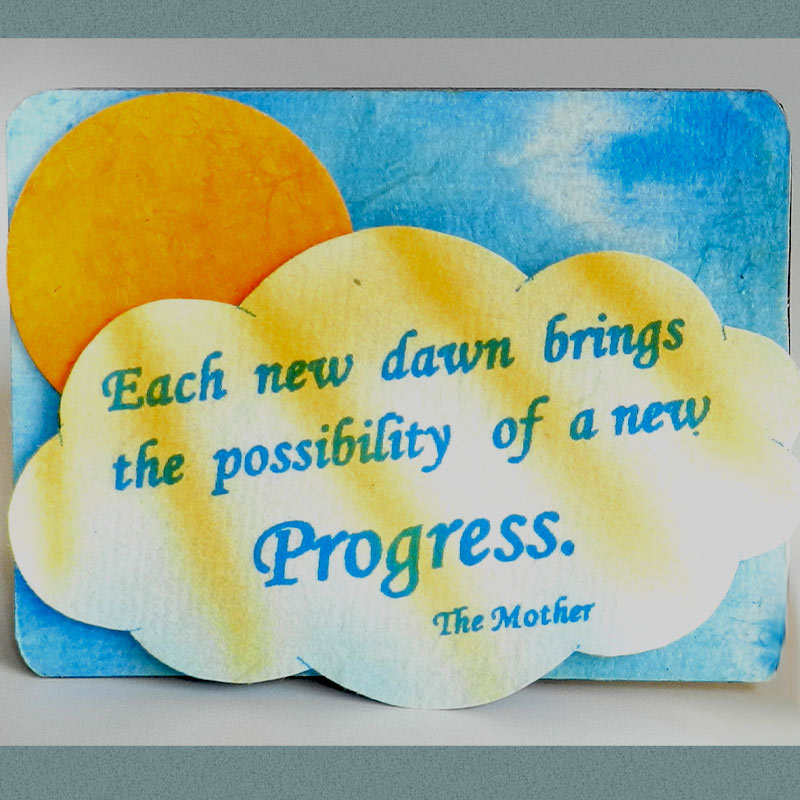 A rectangular Fridge Magnet with beautiful hand painted Sky & 3D sun & cloud, and the inspiring quotation inscribed on the cloud.