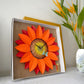 Sunflower Clock with Handmade Paper Petals and a Butterfly with Real Leaves