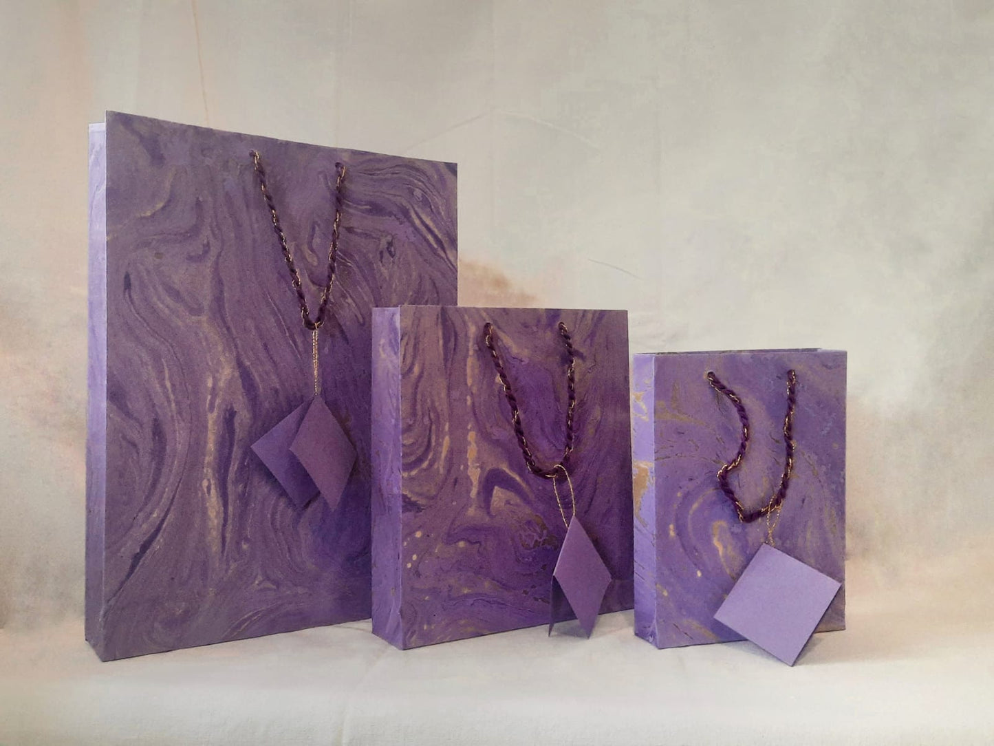 Hand designed Marbled Gift Bags in vibrant shades of Handmade Paper